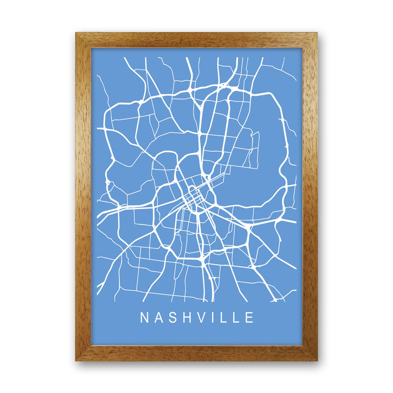 Nashville Map Blueprint Art Print by Pixy Paper Oak Grain