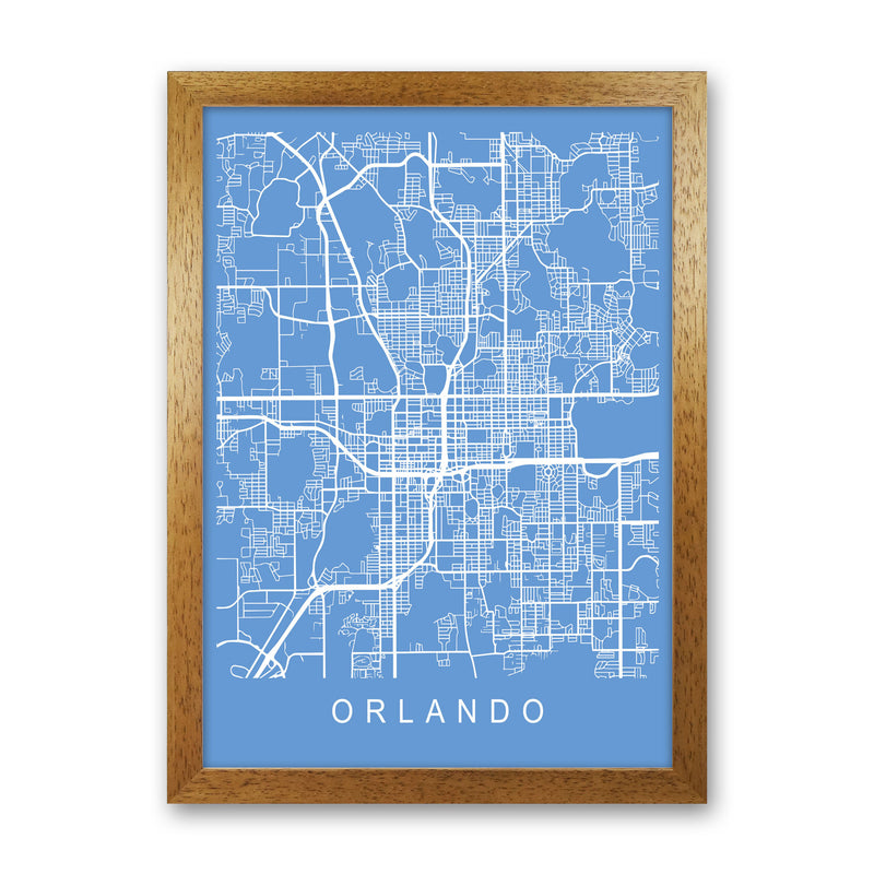 Orlando Map Blueprint Art Print by Pixy Paper Oak Grain