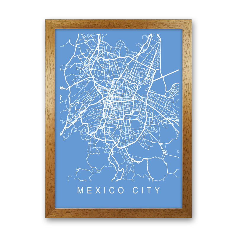 Mexico City Map Blueprint Art Print by Pixy Paper Oak Grain