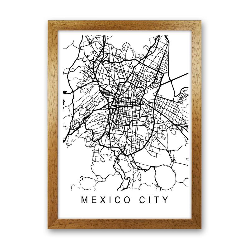 Mexico Map Art Print by Pixy Paper Oak Grain
