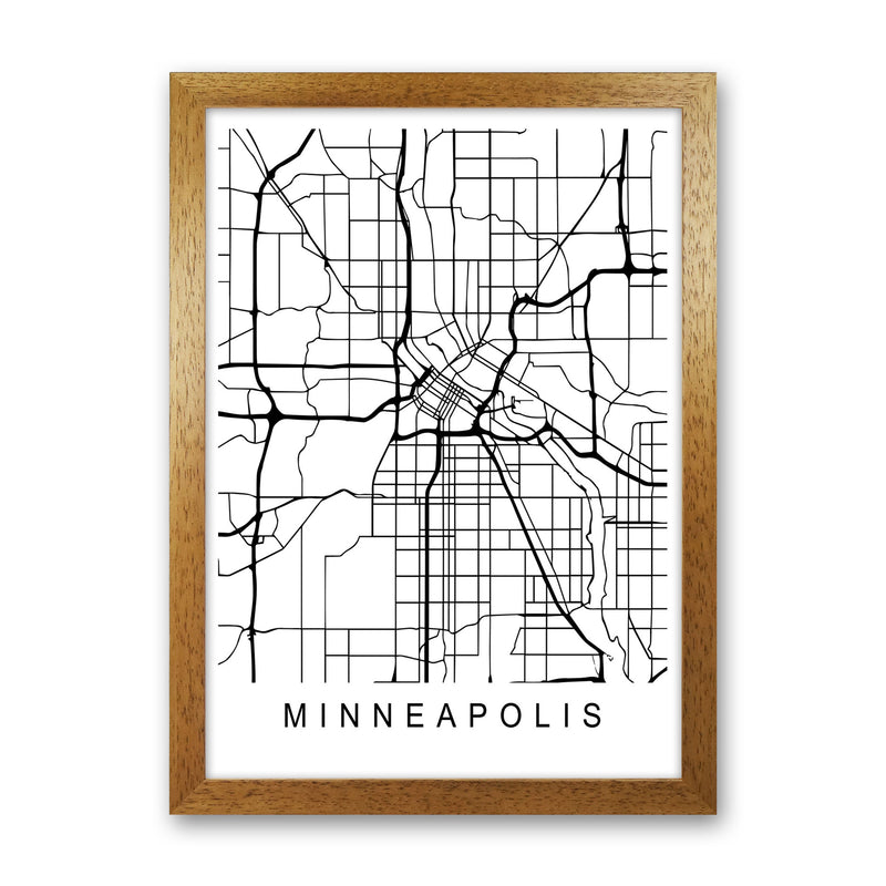 Minneapolis Map Art Print by Pixy Paper Oak Grain