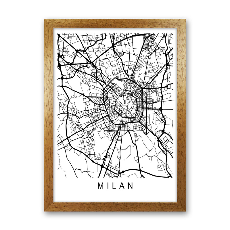 Milan Map Art Print by Pixy Paper Oak Grain