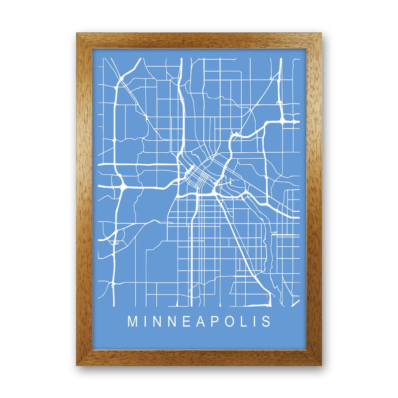 Minneapolis Map Blueprint Art Print by Pixy Paper Oak Grain