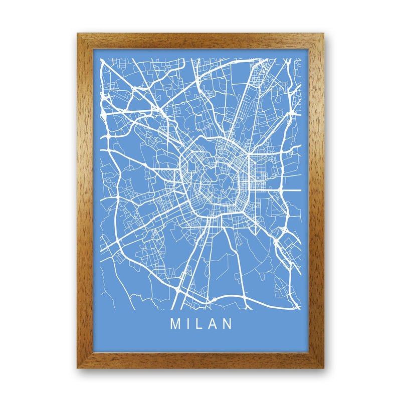 Milan Map Blueprint Art Print by Pixy Paper Oak Grain