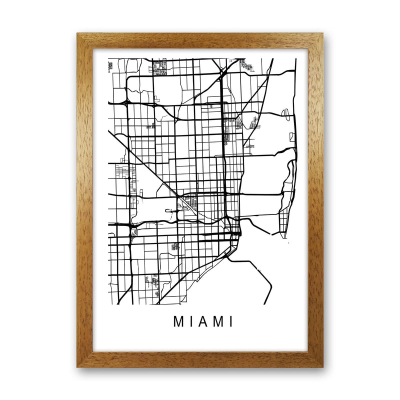 Miami Map Art Print by Pixy Paper Oak Grain