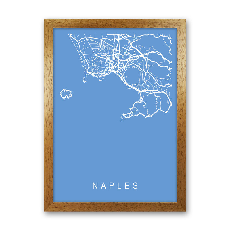 Naples Map Blueprint Art Print by Pixy Paper Oak Grain