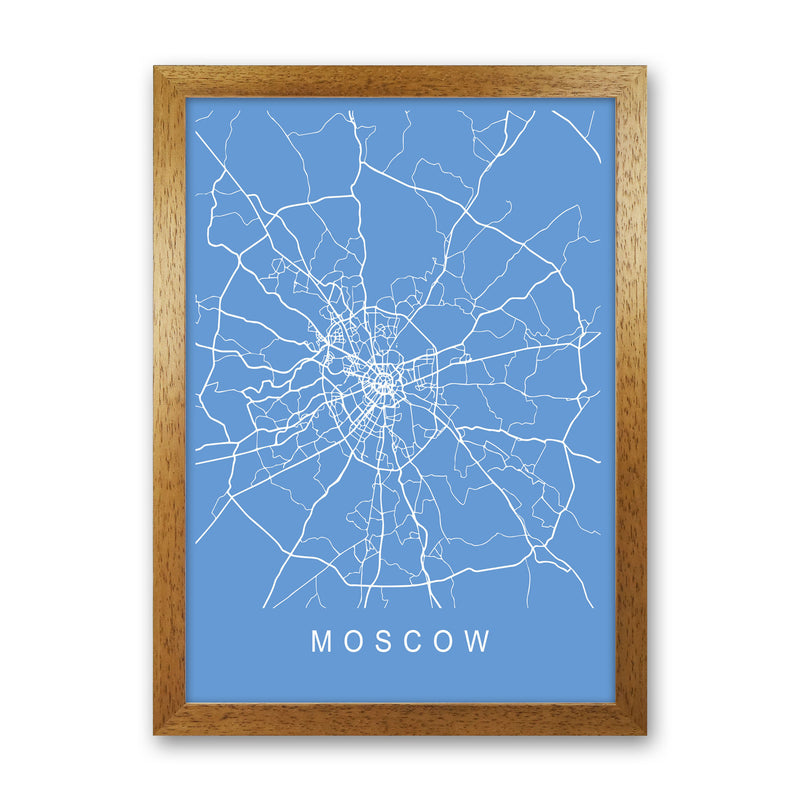 Moscow Map Blueprint Art Print by Pixy Paper Oak Grain