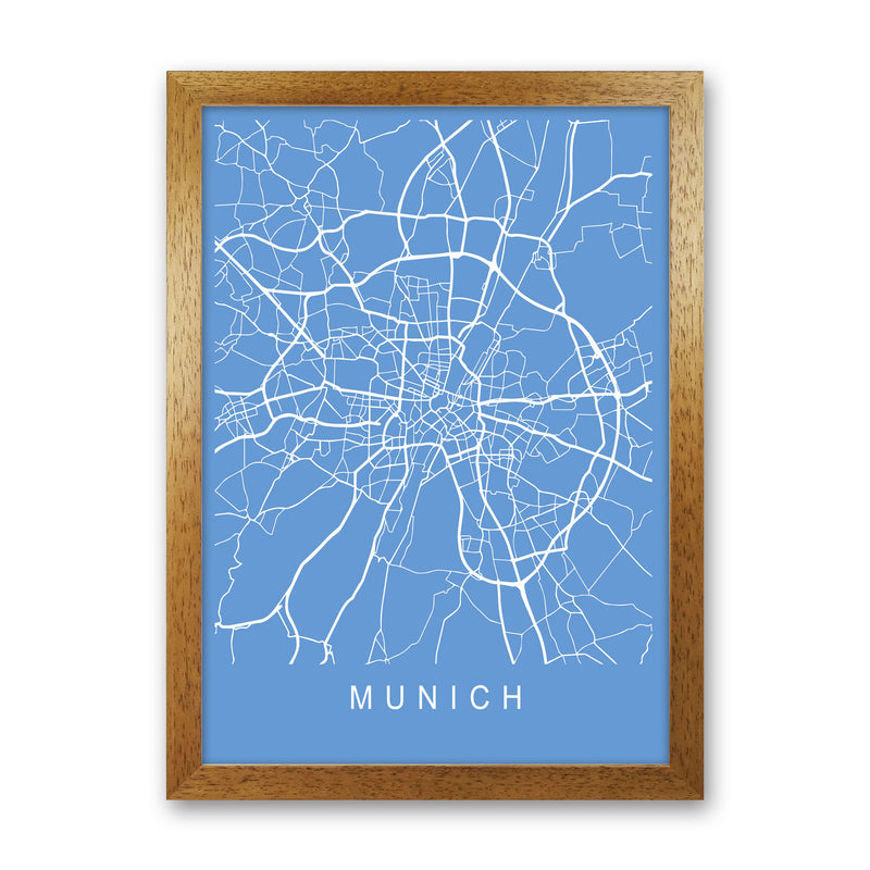Munich Map Blueprint Art Print by Pixy Paper Oak Grain
