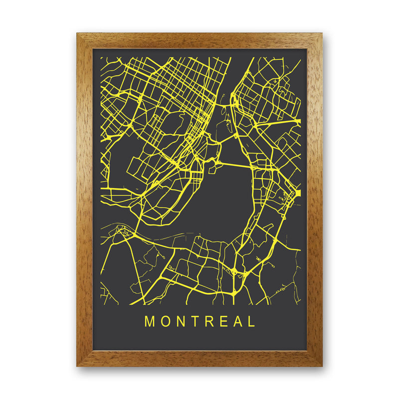 Montreal Map Neon Art Print by Pixy Paper Oak Grain