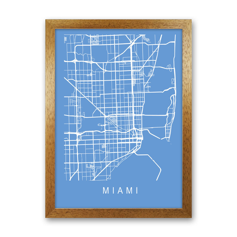 Miami Map Blueprint Art Print by Pixy Paper Oak Grain