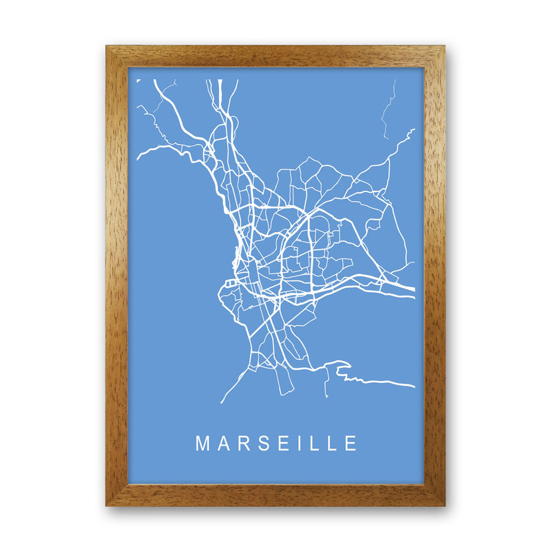 Marseille Map Blueprint Art Print by Pixy Paper Oak Grain