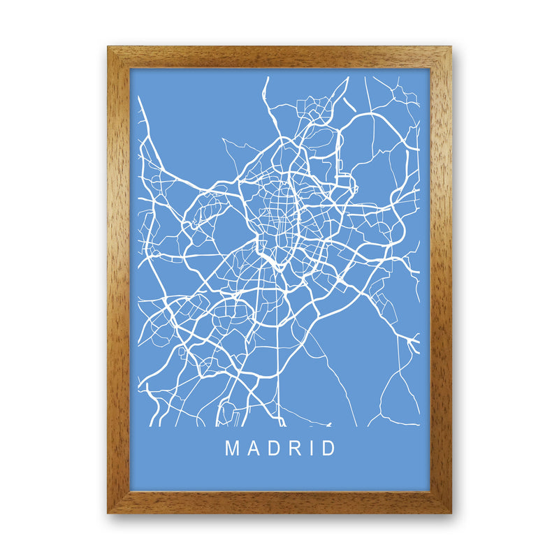 Madrid Map Blueprint Art Print by Pixy Paper Oak Grain