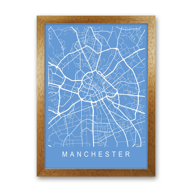 Manchester Map Blueprint Art Print by Pixy Paper Oak Grain