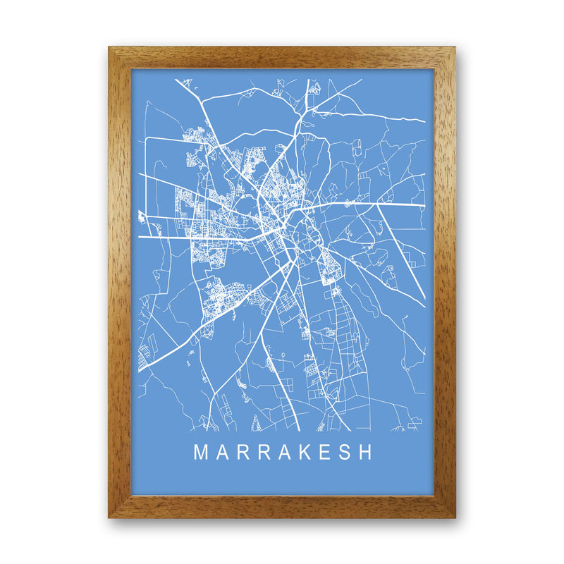 Marrakesh Map Blueprint Art Print by Pixy Paper Oak Grain