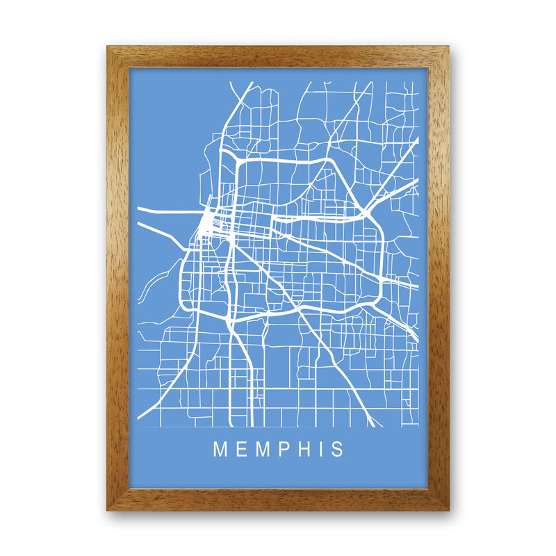 Memphis Map Blueprint Art Print by Pixy Paper Oak Grain