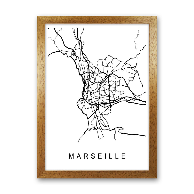 Marseille Map Art Print by Pixy Paper Oak Grain