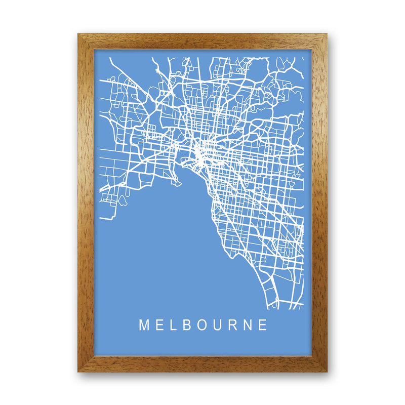 Melbourne Map Blueprint Art Print by Pixy Paper Oak Grain