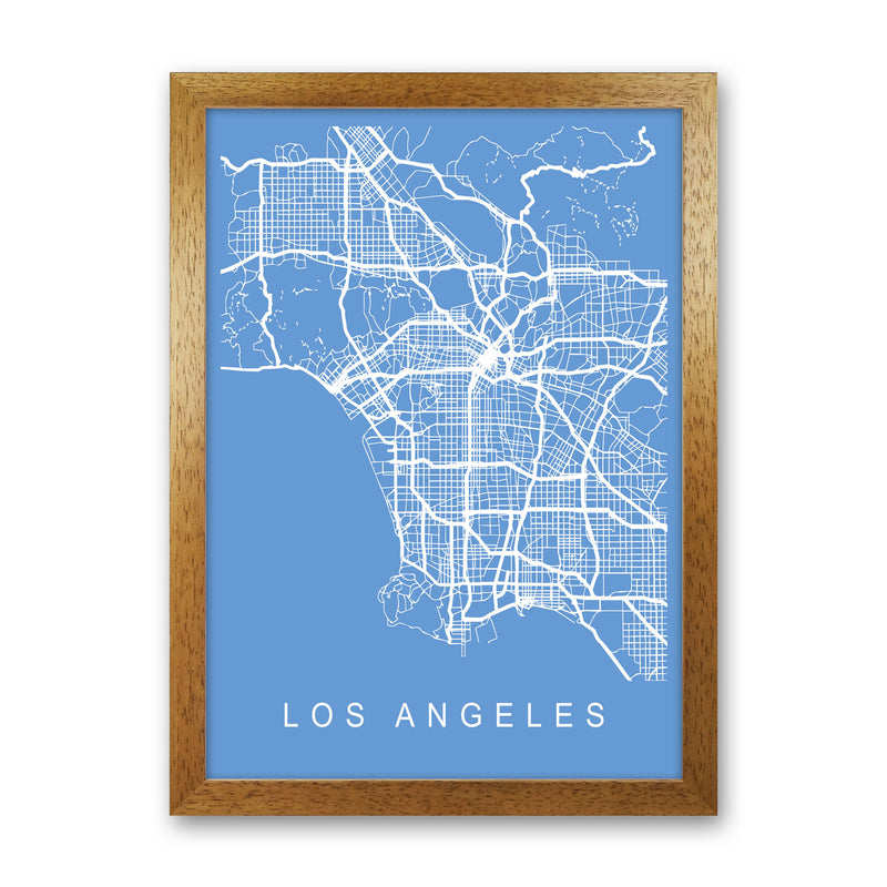 Los Angeles Map Blueprint Art Print by Pixy Paper Oak Grain