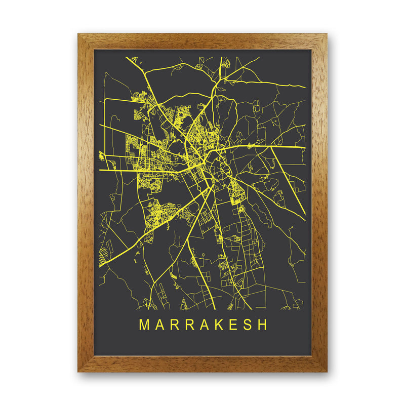 Marrakesh Map Neon Art Print by Pixy Paper Oak Grain