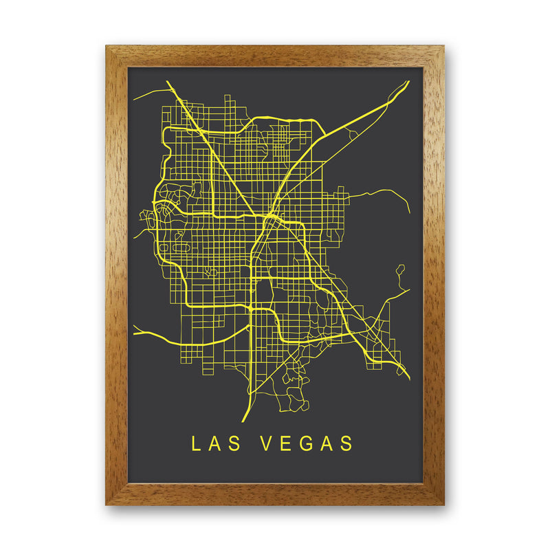 Las Vegas Map Neon Art Print by Pixy Paper Oak Grain