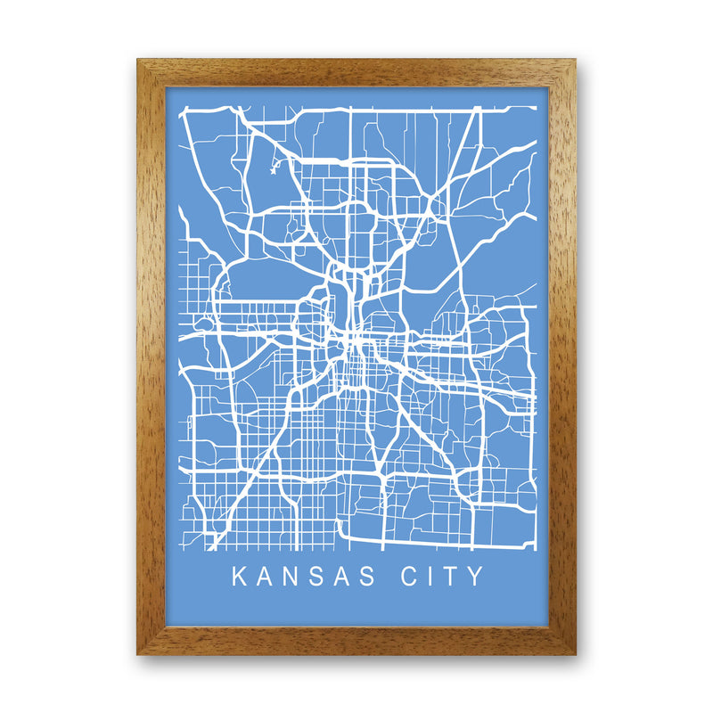 Kansas Map Blueprint Art Print by Pixy Paper Oak Grain