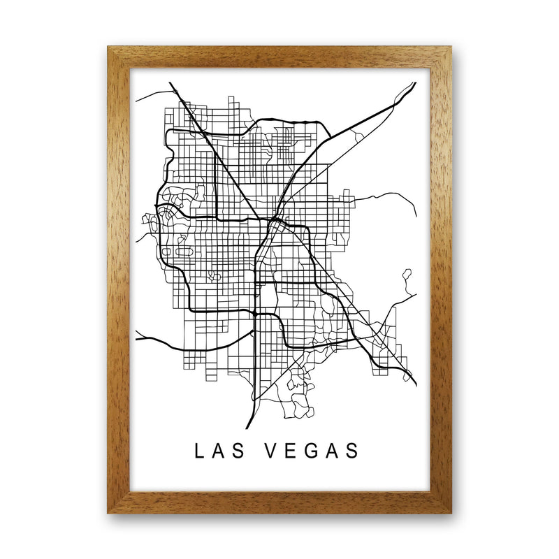 Las Vegas Map Art Print by Pixy Paper Oak Grain