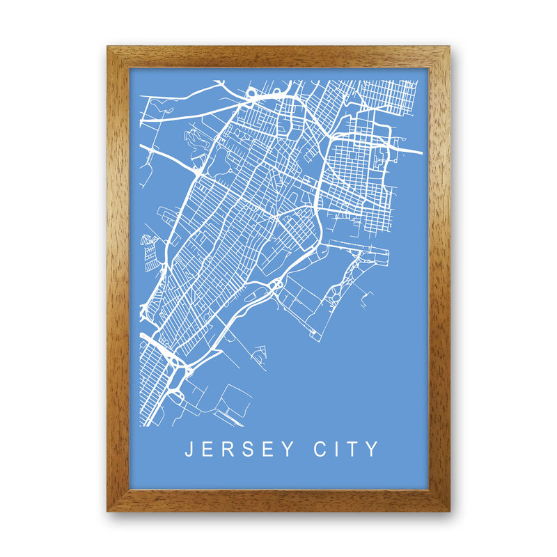 Jersey City Map Blueprint Art Print by Pixy Paper Oak Grain