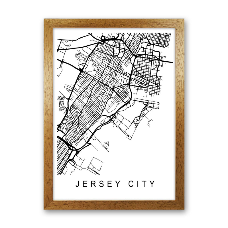 Jersey City Map Art Print by Pixy Paper Oak Grain