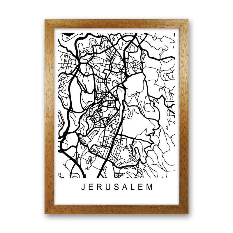 Jerusalem Map Art Print by Pixy Paper Oak Grain