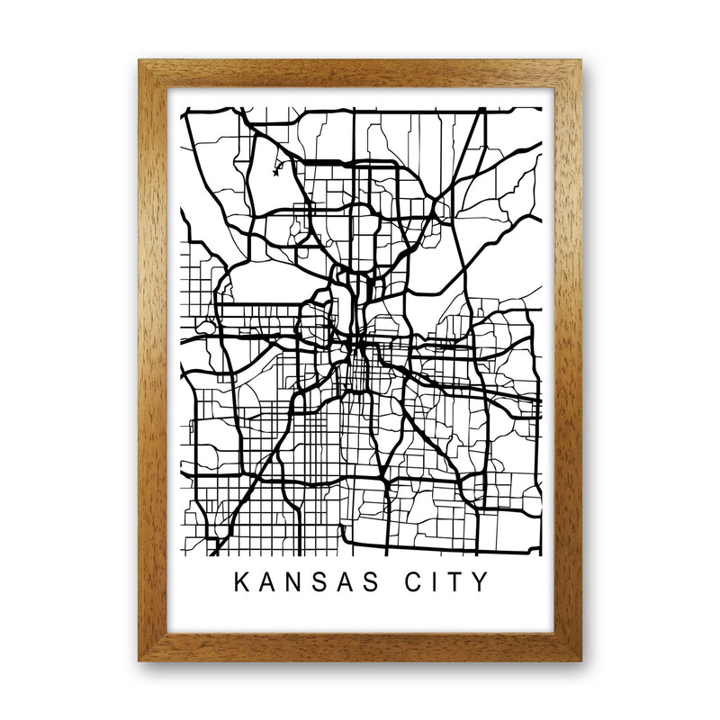 Kansas City Map Art Print by Pixy Paper Oak Grain