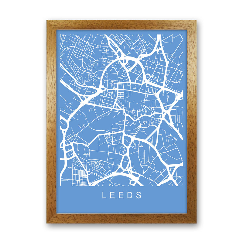 Leeds Map Blueprint Art Print by Pixy Paper Oak Grain
