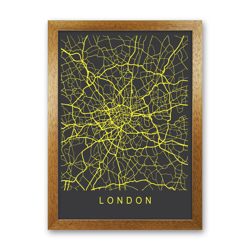 London Map Neon Art Print by Pixy Paper Oak Grain