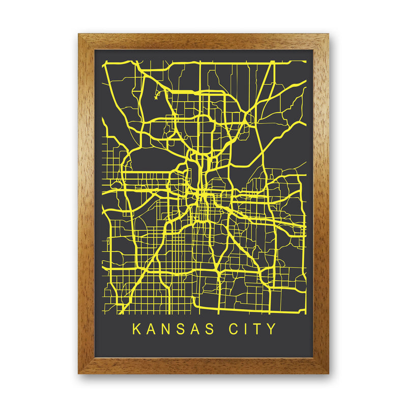 Kansas City Map Neon Art Print by Pixy Paper Oak Grain