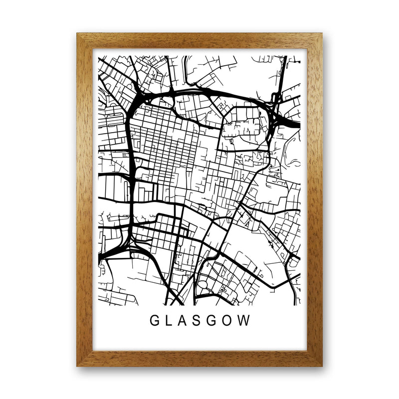 Glasgow Map Art Print by Pixy Paper Oak Grain