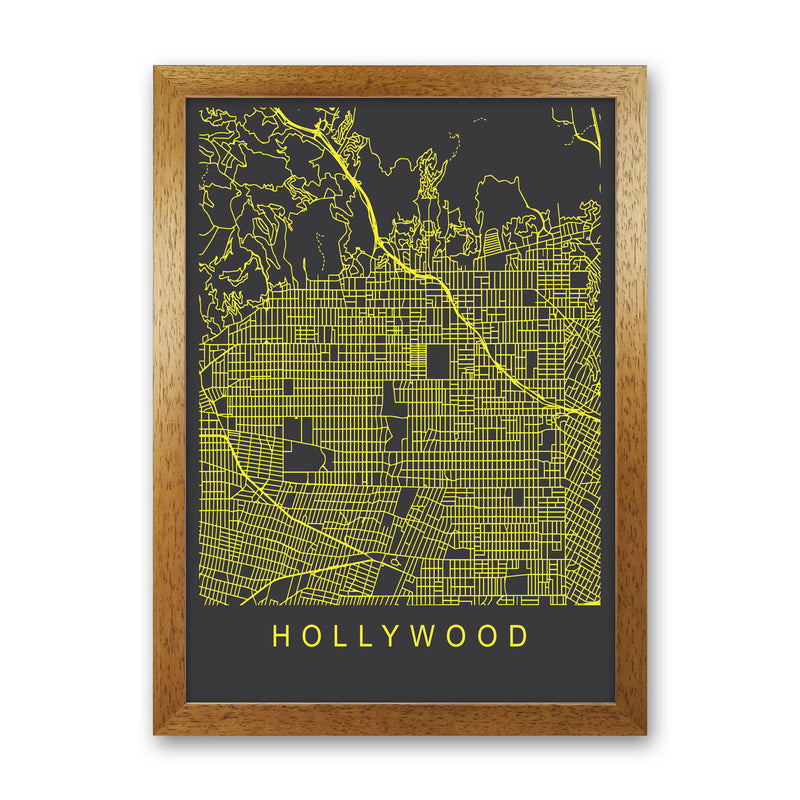 Hollywood Map Neon Art Print by Pixy Paper Oak Grain