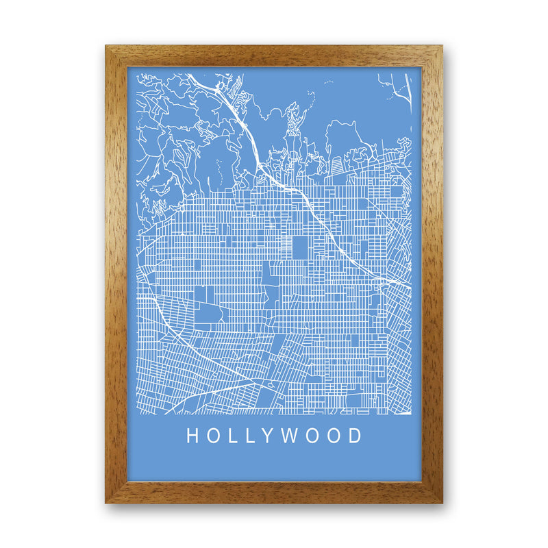 Hollywood Map Blueprint Art Print by Pixy Paper Oak Grain