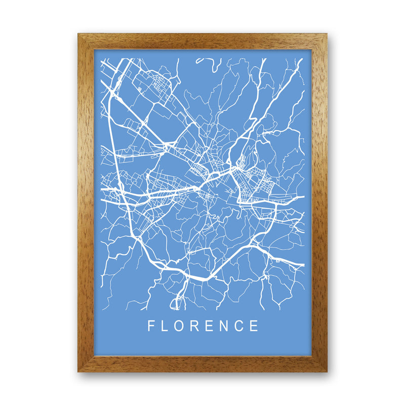 Florence Map Blueprint Art Print by Pixy Paper Oak Grain