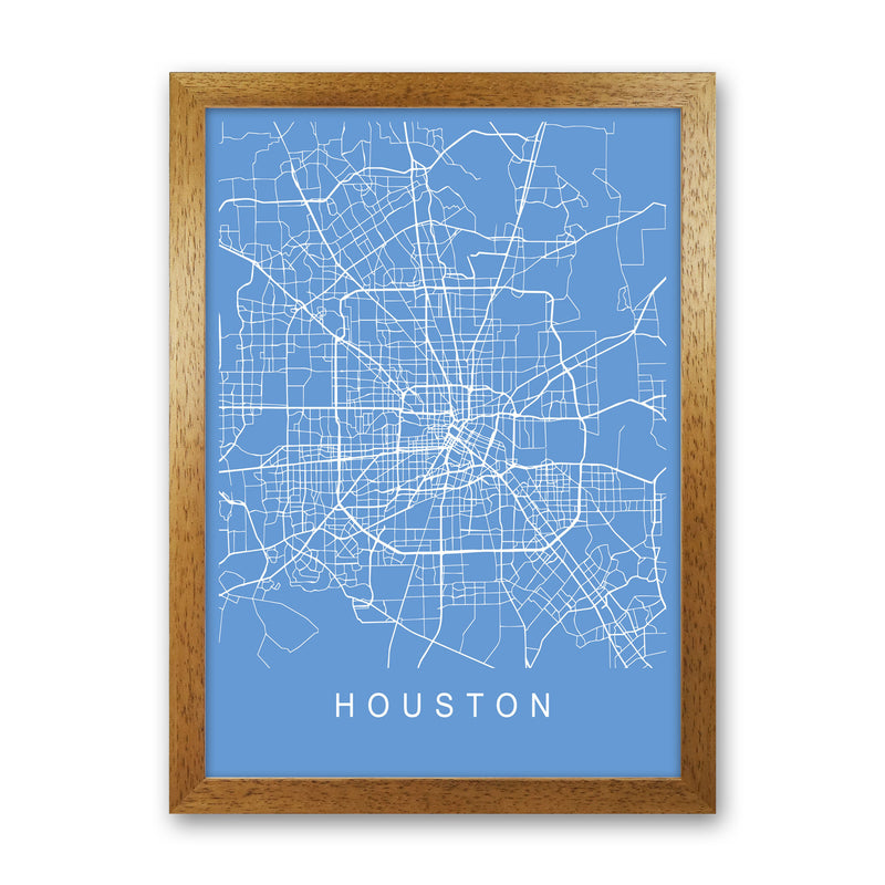 Houston Map Blueprint Art Print by Pixy Paper Oak Grain