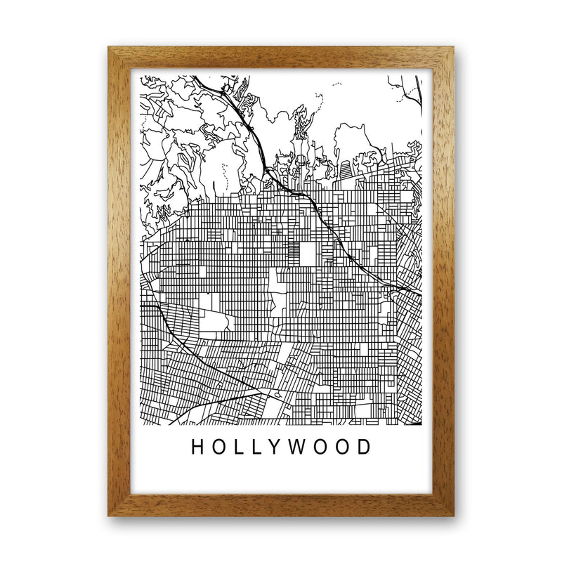 Hollywood Map Art Print by Pixy Paper Oak Grain