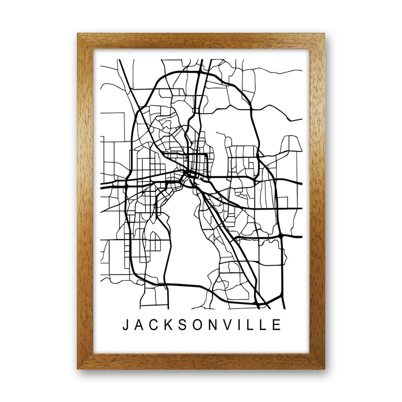 Jacksonville Map Art Print by Pixy Paper Oak Grain