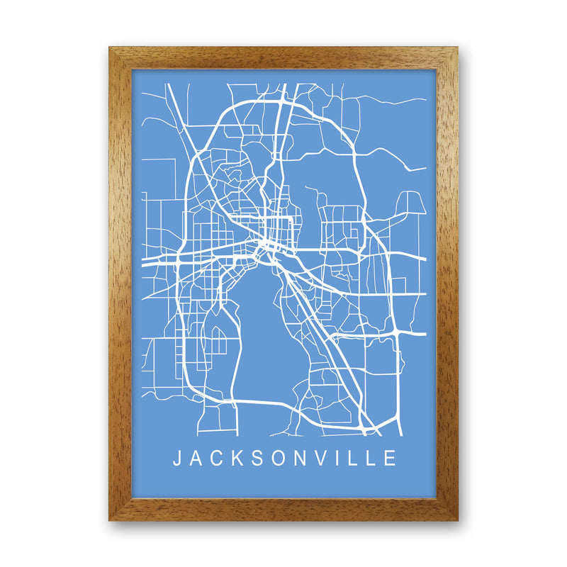 Jacksonville Map Blueprint Art Print by Pixy Paper Oak Grain