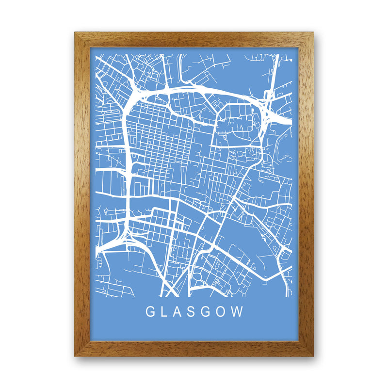 Glasgow Map Blueprint Art Print by Pixy Paper Oak Grain