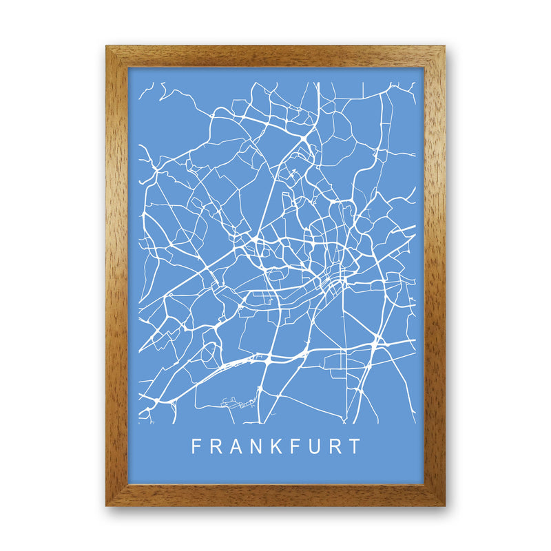 Frankfurt Map Blueprint Art Print by Pixy Paper Oak Grain