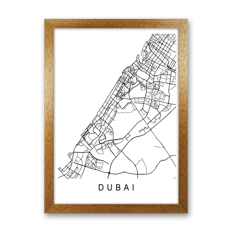 Dubai Map Art Print by Pixy Paper Oak Grain