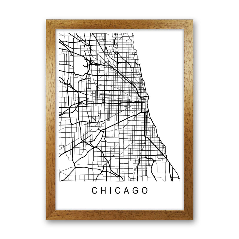 Chicago Map Art Print by Pixy Paper Oak Grain