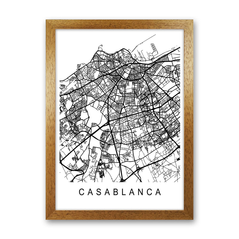 Casablanca Map Art Print by Pixy Paper Oak Grain