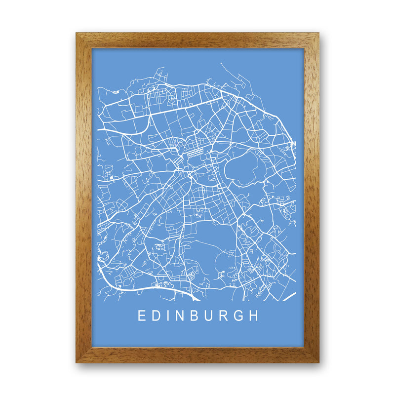 Edinburgh Map Blueprint Art Print by Pixy Paper Oak Grain
