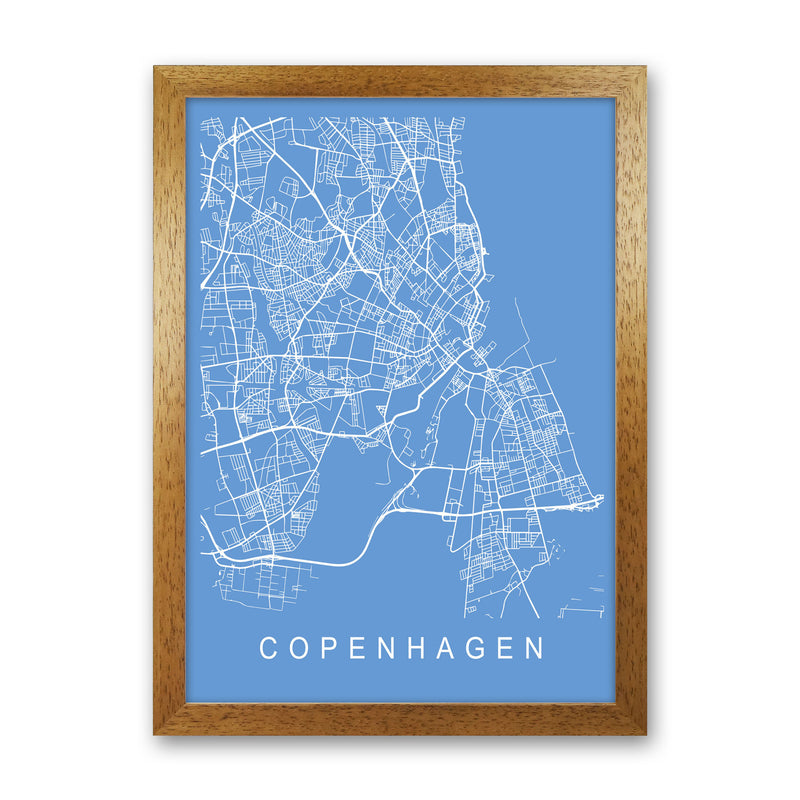 Copenhagen Map Blueprint Art Print by Pixy Paper Oak Grain