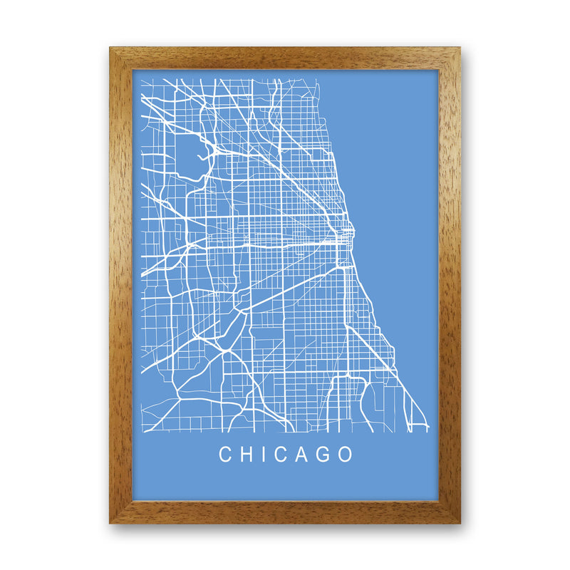 Chicago Map Blueprint Art Print by Pixy Paper Oak Grain