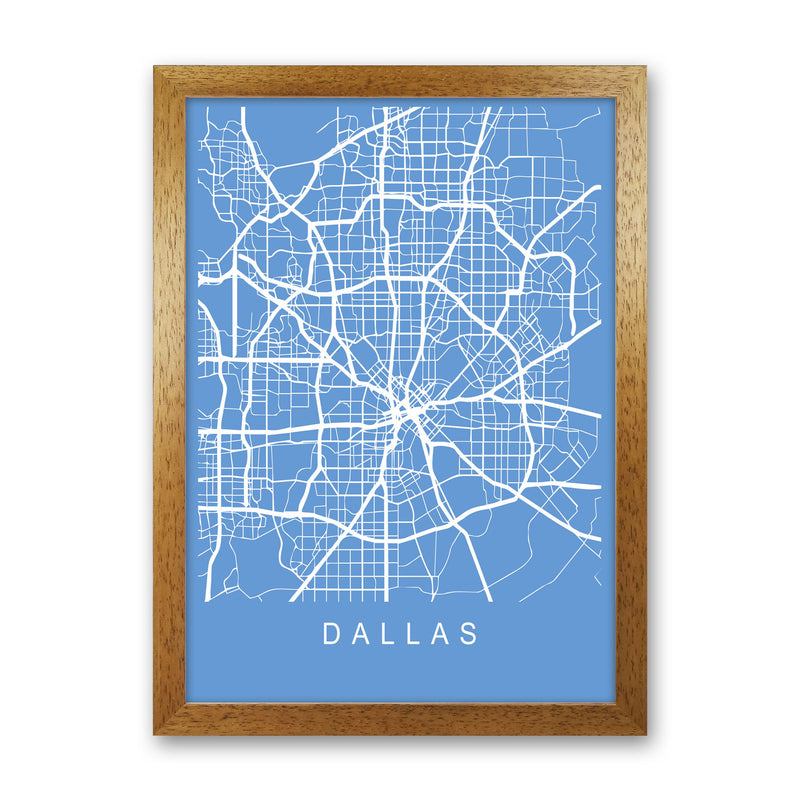 Dallas Map Blueprint Art Print by Pixy Paper Oak Grain